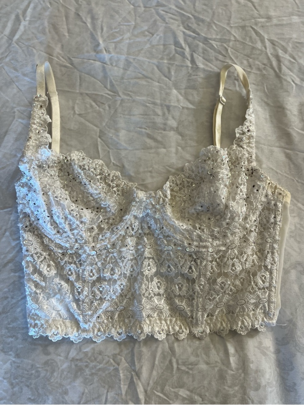 BEBE Lace Sequin Bralette Crop Top